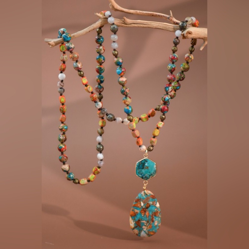 Sunfire Aura Gemstone Statement Necklace - image 1